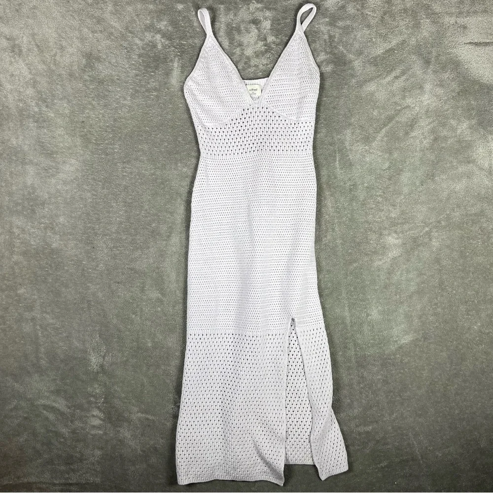 Aritzia Dress Womens XS Wilfred Evie Crochet Pastel Boho Whimsical Midi Lavender - Picture 6 of 12
